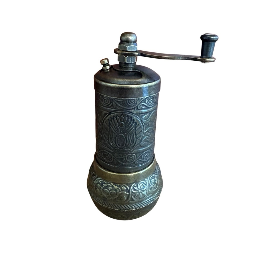 Acar Grinder Mill Brass Ornate Turkish Pepper Spice‎ Coffee Vtg Hand Crank 4.25"